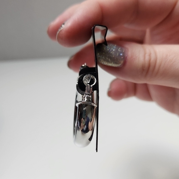 g by Gennaro Chunky Silver Tone Huggie Hoops - Picture 5 of 6